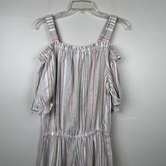 NWT Rafaella Women's Natural Striped Off Shoulder Wide Leg Jumpsuit Size M - Picture 8 of 8